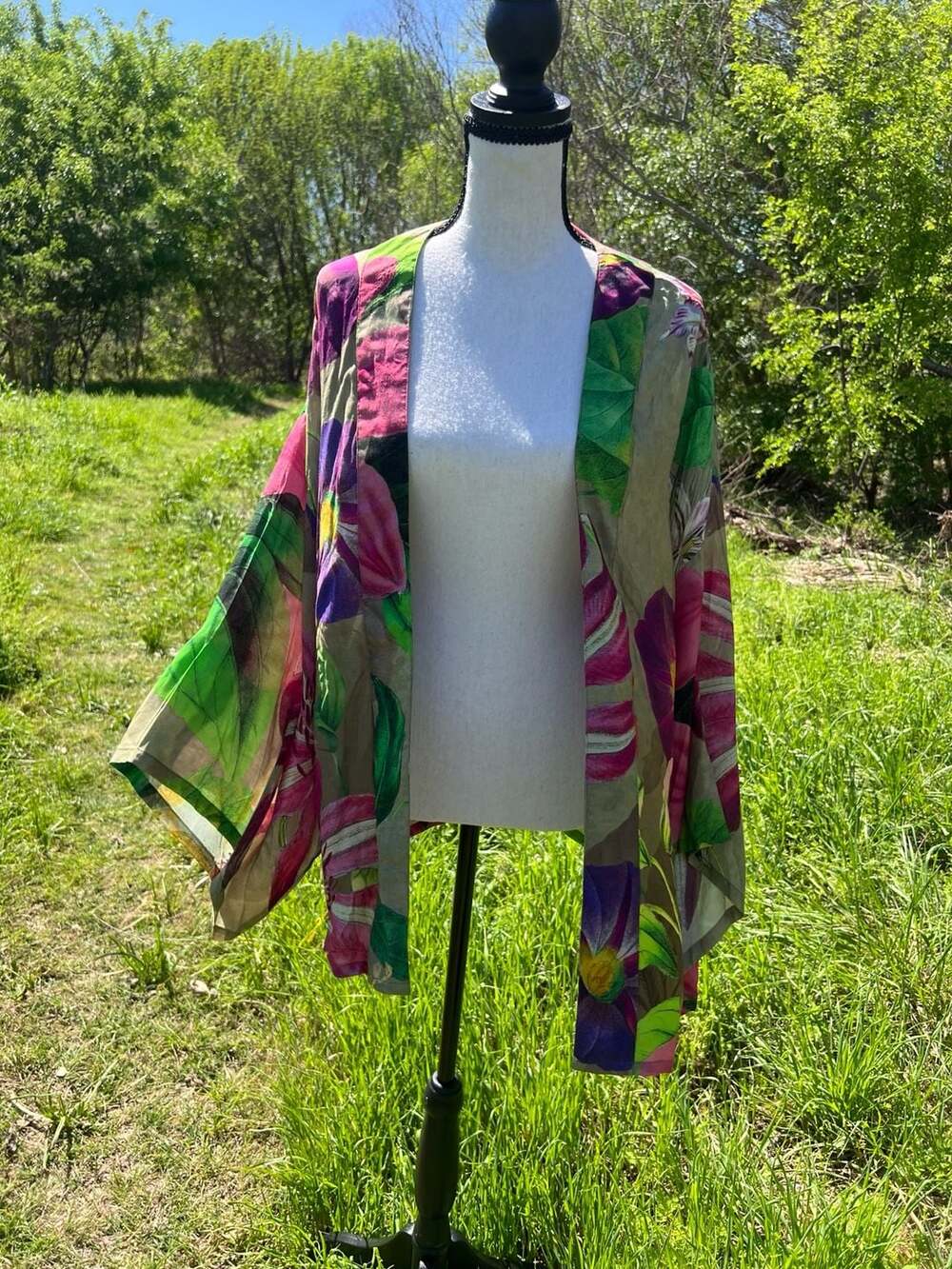 Powder Oversized Botanical Floral Print Kimono Jacket